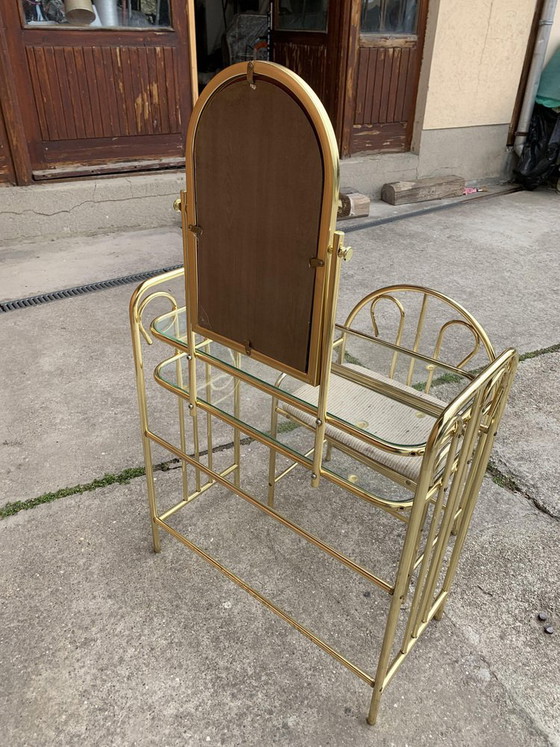 Vintage Dressing Table and Stool in Brass, 1950s, Set of 2 (photo 4 of 5)