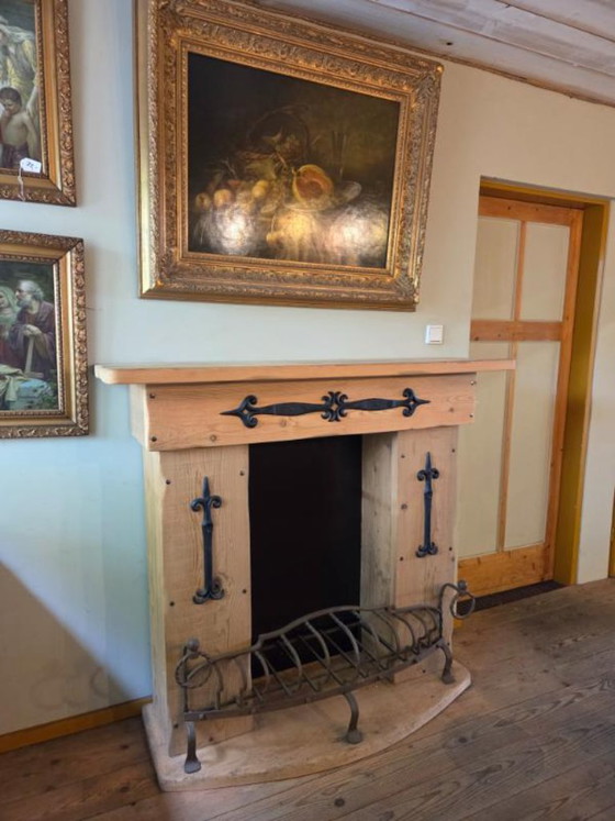 Rural decorative fireplace with wrought iron firebox – Decorative Objects, Wood (photo 2 of 9)