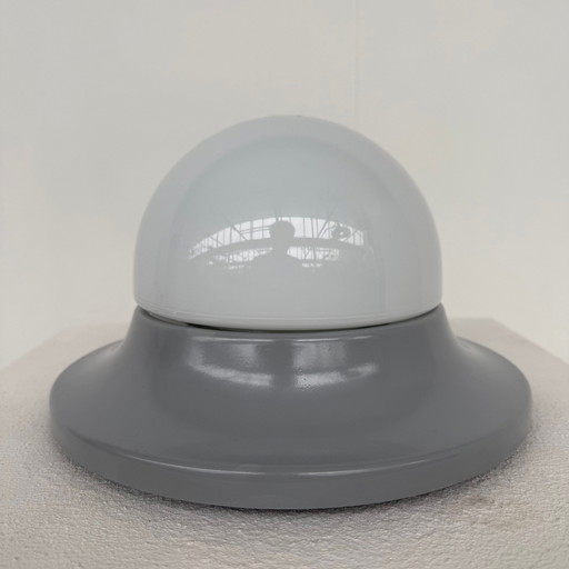 Ceiling/wall lamp round gray metal 60s/70s