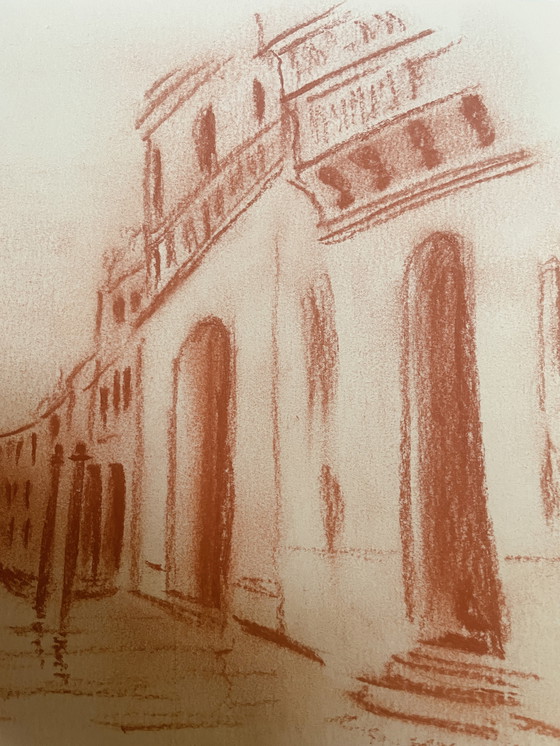 Image 1 of Gesigneerd Sanguine landschap Canal Grande Venetië