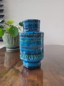 Vaso Bitossi, ceramica smaltata, decoro Riminini, Aldo Londi, anni '60 in Italia