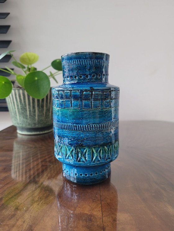 Image 1 of Bitossi vaasje geglazuurde keramiek, Riminini decor, Aldo londi, jaren 1960 in Italy