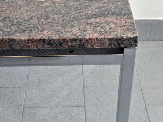 Image 1 of Vintage 1970s Side Coffee Table, Pink Granite & Chrome Steel, DLG Florence Knoll