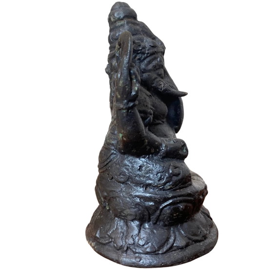 Robusta Statua Antica in Bronzo di Ganesha – Bifacciale – India del Sud – 13.5 cm – Sculture, Bronze (photo 3 of 9)