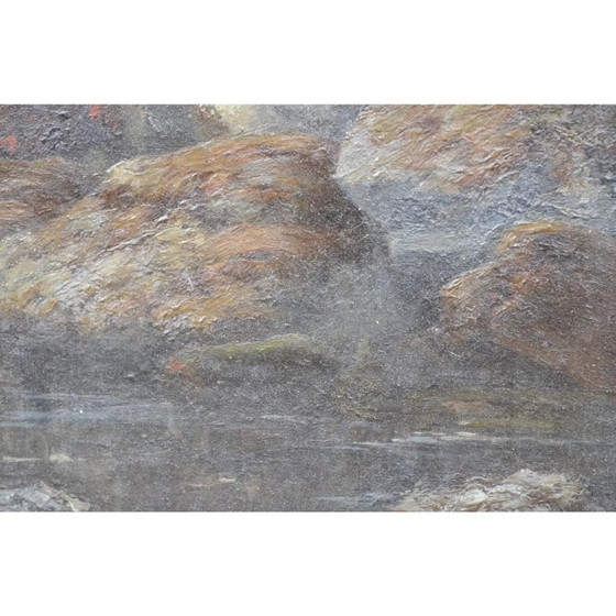 Antique French Woodland Landscape Oil Painting With Rocks and Stream – Paintings & Drawings, Canvas (photo 11 of 12)