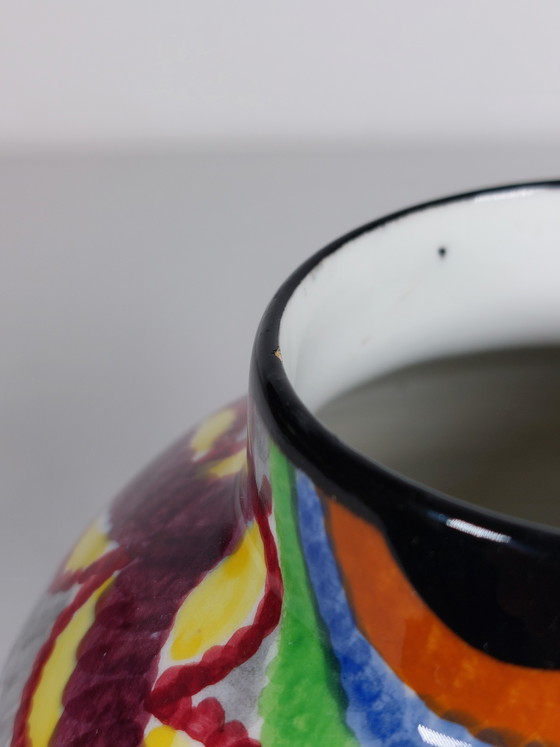 Image 1 of Hand-painted Art Deco Schramberg Eva Stricker Zeisel vase tapestry