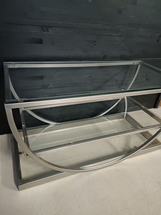 Image 1 of Metal coffee table with glass