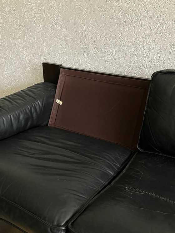 Image 1 of Leolux - Sofá de dos plazas de cuero negro modelo 757, Harry de Groot