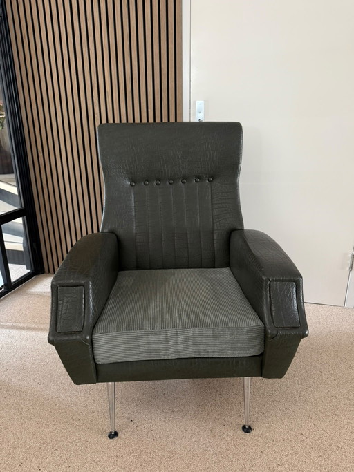 Vintage Fauteuil 50-60 Jaren – Skai, Textile