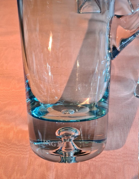 Image 1 of Krosno Polonia set di bevande in vetro artistico blu ghiaccio con ciotola per ING 2000