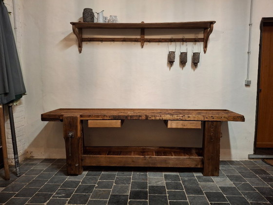 Image 1 of Large oak furniture maker's workbench