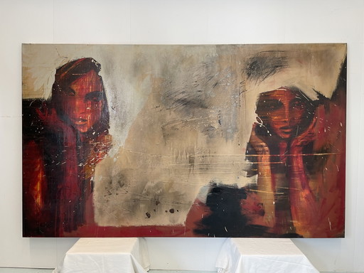 Olieverf Schilderij Van Robbert Kanado 150 X 250 Cm