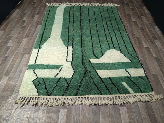 Image 1 of Alfombra grande verde hecha a mano, por encargo, tamaño 200/300 cm.