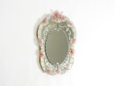 Lovely Italian mid-century wall mirror with a Murano glass frame and blossoms
