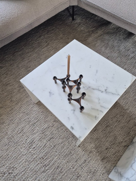 Image 1 of 2x vintage Carrara marble coffee tables