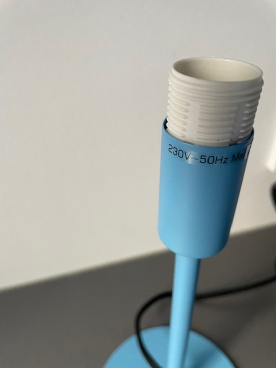 Image 1 of Modern light blue table lamp with dome shade