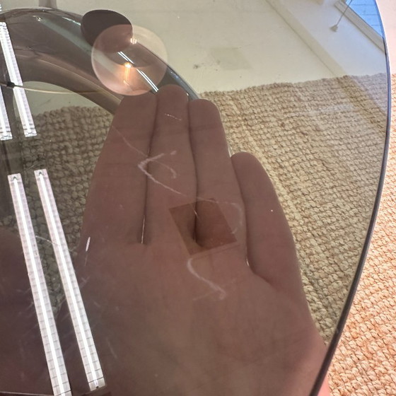 Image 1 of Curved tubular chrome coffee table with round glass top