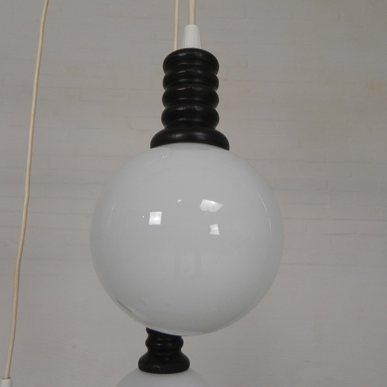 Image 1 of Cascade Pendant Lamp With 5 White Glass Globes, 1970s