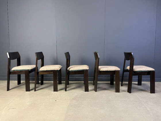 Image 1 of Satz von 5 brutalistischen Esszimmerstühlen, 1970er Jahre