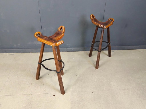 Mid century brutalist bar stools - set of 8, 1960s