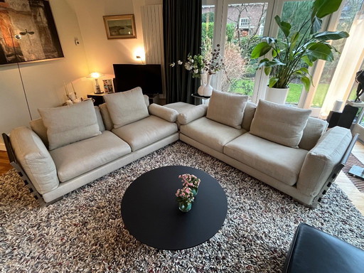 Flexform Cestone hoekcombinatie/2 banken met hocker