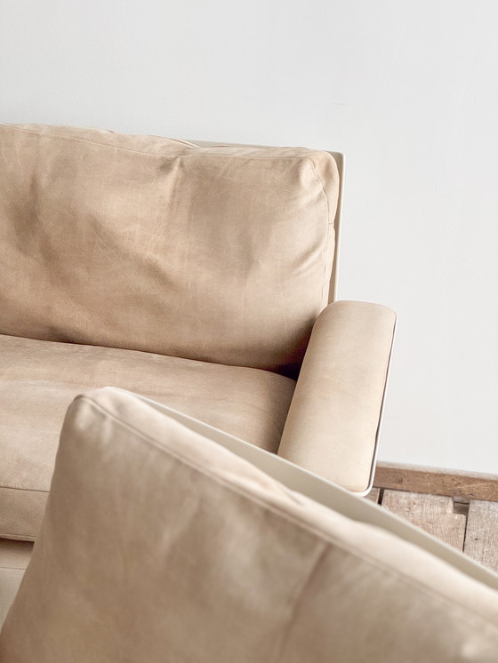 Image 1 of Mid-Century Modern Lounge Sofa, Armchair and Table, Sofa Set in Glass Fiber and Suede by Dieter Rams for Vitsoe, Germany, 1960s,
