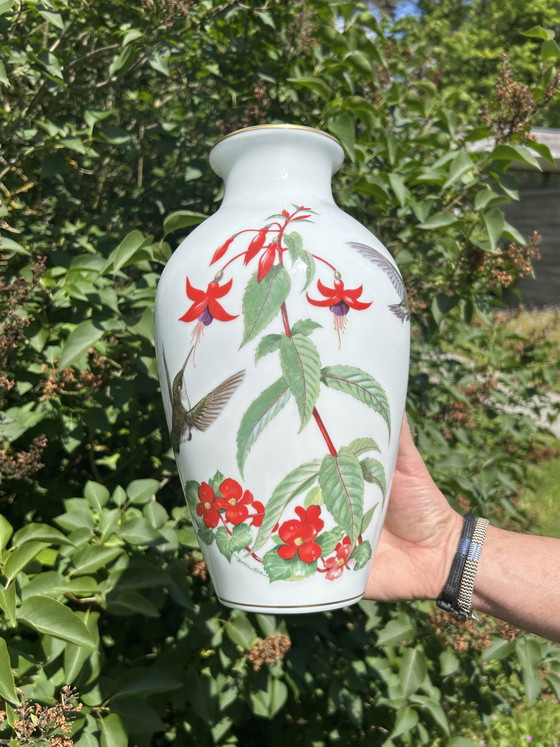 Image 1 of Franklin Porcelain The Garden Bird Vase & The Meadowland Bird Vase 