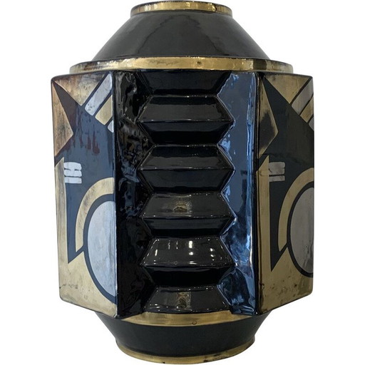 Vase vintage en céramique art déco par Robert Lallemant, France 1940