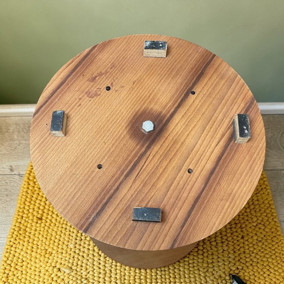 Image 1 of Portuguese Vintage Postmodern Style Functional Wooden Side Table With Magazine Rack