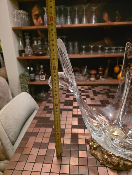 Image 1 of Groot Italiaans mid-century sculpturaal kristallen schaalobject op bronzen voet (jaren 60/70)