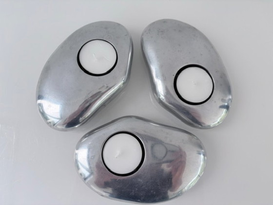 Set de 3 Portavelas de Aluminio – Forma Orgánica – Aluminium (photo 8 of 17)