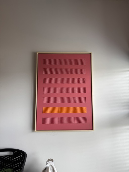 Strukturmalerei in Rosen- und Orangentönen (50x70 cm) – schilderijen tekeningen, Canvas, Wood