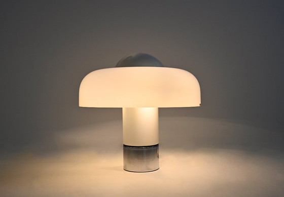Lampe Brumbury de Luigi Massoni pour Harvey Guzzini, années 1970, Plastique, Chrome, Blanc, Space Age (photo 3 sur 13)