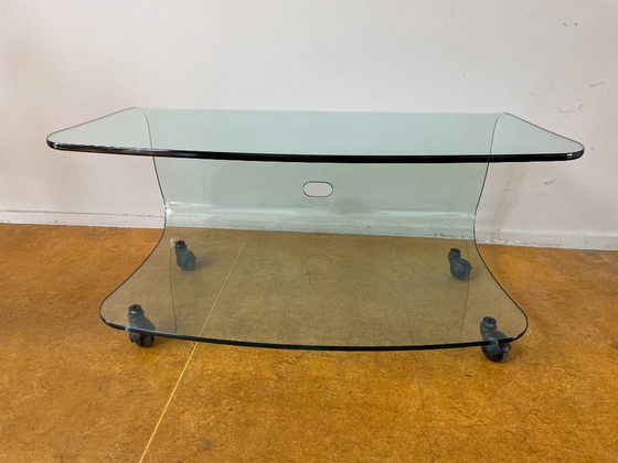 Image 1 of Fiam Italia design glazen tv-meubel side table gebogen glas