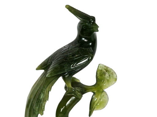 Vintage Chinese Export Bowenite "Jade" Carving of a Bird of Paradise - 2nd half of the 20th century