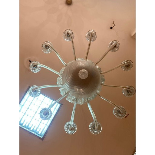 Vintage Italian Leaves Chandelier In Murano Style Glass