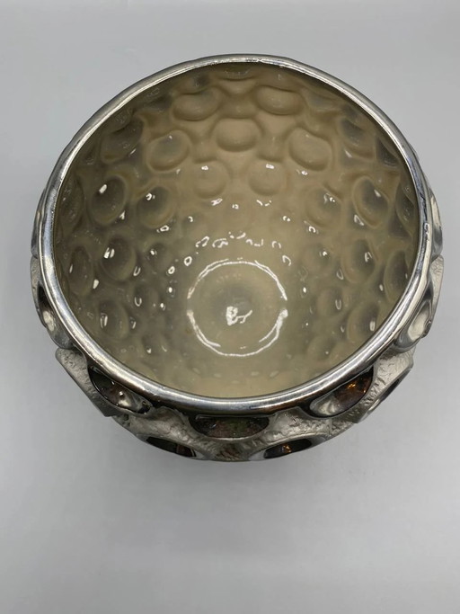 Silver Ceramic Cachepot with Raised Concave Dot Pattern, Contemporary Design – decoratieve objecten (photo 2 of 5)