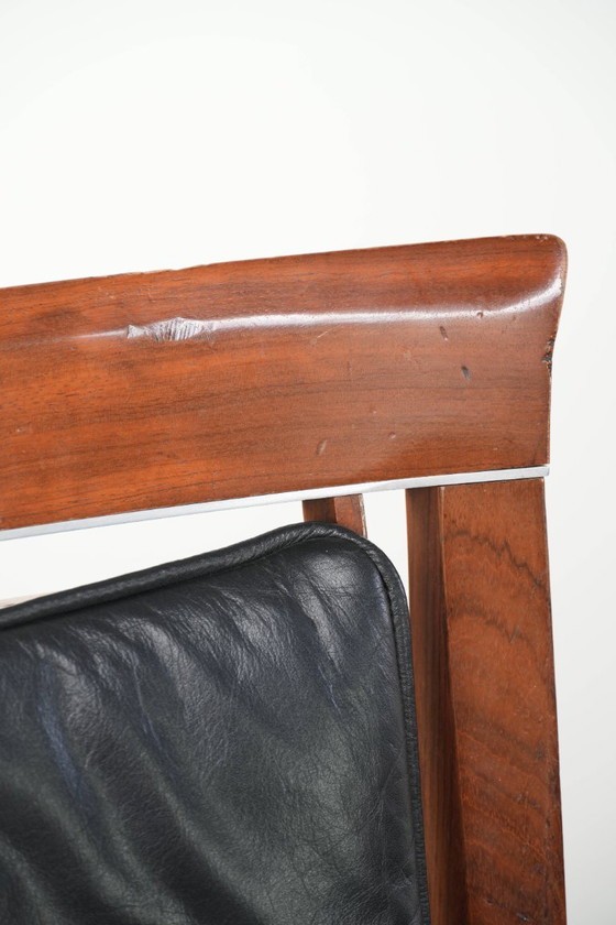 4x elegant black cowhide leather and wood Art Deco dining chair by Schuitema from the Decoforma series (photo 13 of 17)