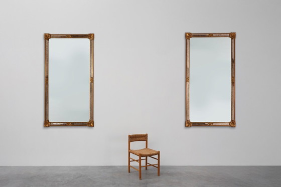 Image 1 of Grand miroir Deknudt rectangulaire doré de style baroque du 20e siècle, Belgique