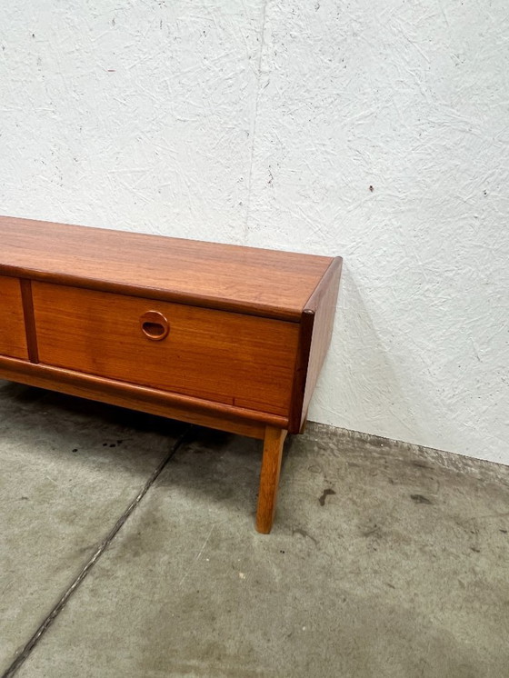 Image 1 of Vintage Teakhouten Laag Wandmeubel / Televisiemeubel, Denemarken 1960's
