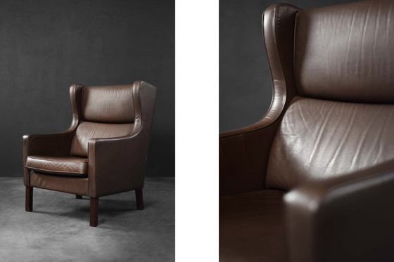 Image 1 of Poltrona danese moderna in pelle marrone di metà secolo, anni '60