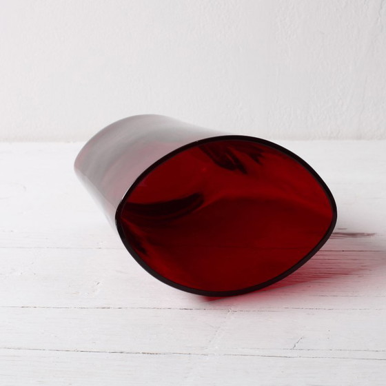 Image 1 of Ruby Red Mid-Century Vase: Vintage Reijmyre Glasbruk, Sweden