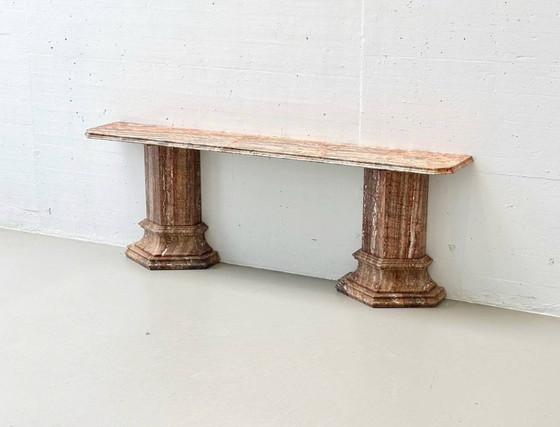 Image 1 of Consolle in marmo rosso-marrone con superficie lucida, Italia