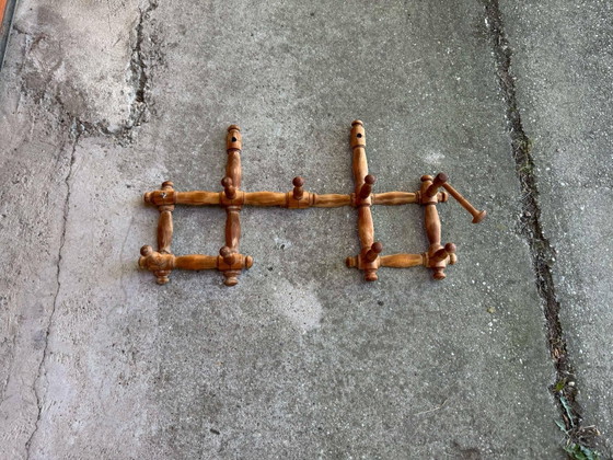 Wandgemonteerde Kapstok, jaren 30 – Kapstokken, Hout, Rustic (photo 6 of 7)