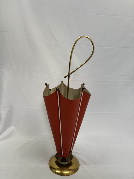 Image 1 of Vintage Mid-Century design paraplubak jaren '50/'60 rood