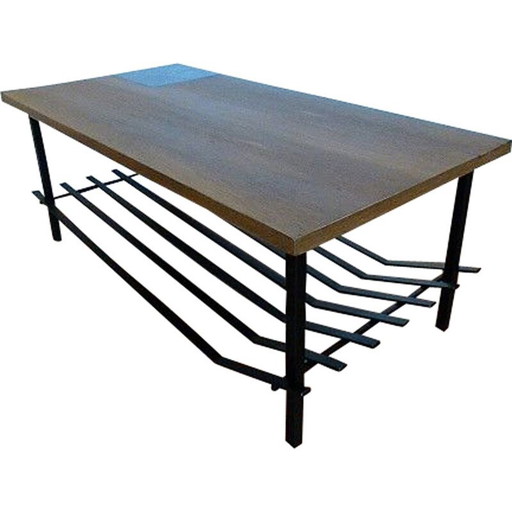 Tavolino da caffè vintage in ceramica e metallo, 1960