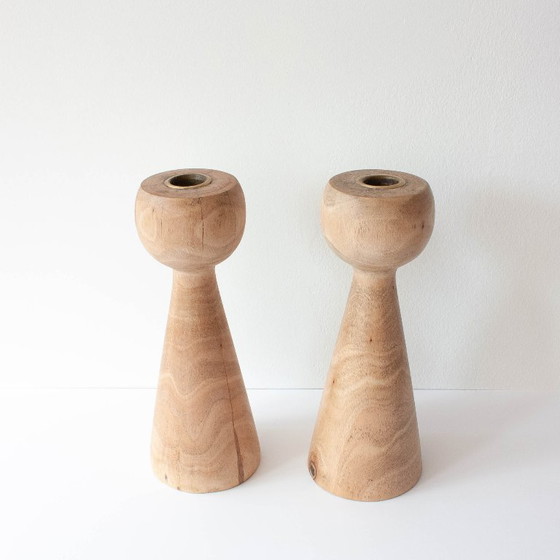 Paire de Bougeoirs en Bois style Design Danois, années 1970 – Bougeoirs et chandeliers, Wood (photo 5 of 10)