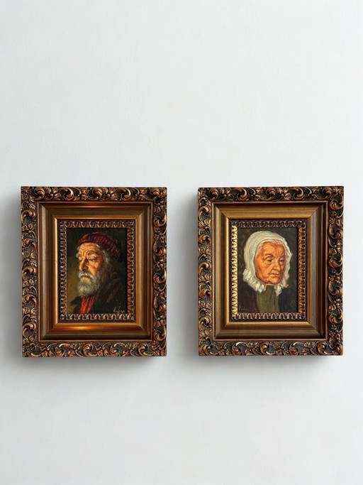 Pair Early 1900s Dutch Paintings – schilderijen tekeningen