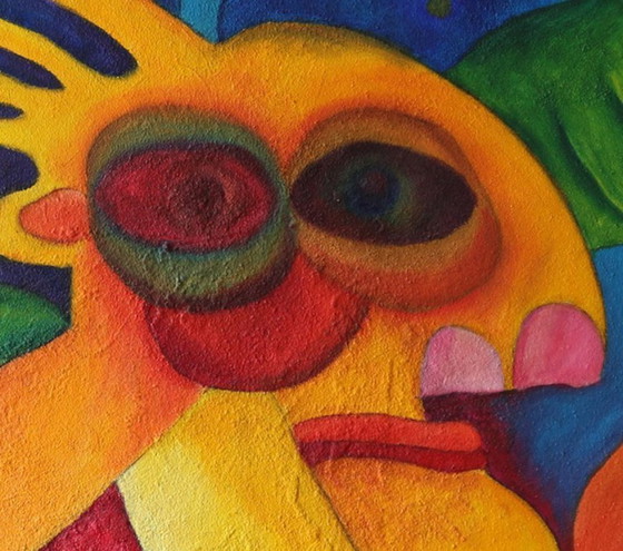 Image 1 of Paul Megens großformatiges Sandstrukturgemälde „Der Athlet“