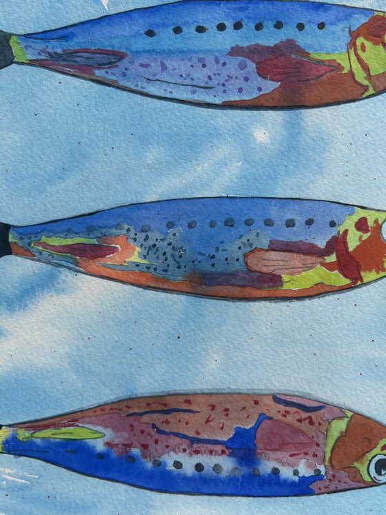 Kleurrijke Sardines Aquarel 30x40 cm – canson, Wanddecoratie, Paper (photo 4 of 8)